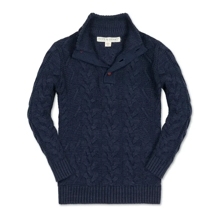 Organic Mock Neck Cable Sweater