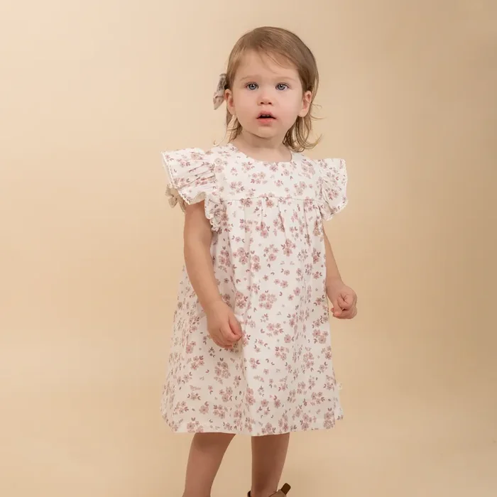 Organic Short Sleeve Flutter Dress – Petit Floral