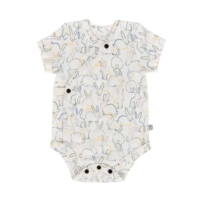 Organic Short Sleeve Kimono Bodysuit – Bunnies