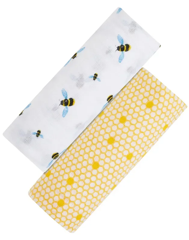 ORGANIC SWADDLE SET – BUSY BEES (Bee + Hive)