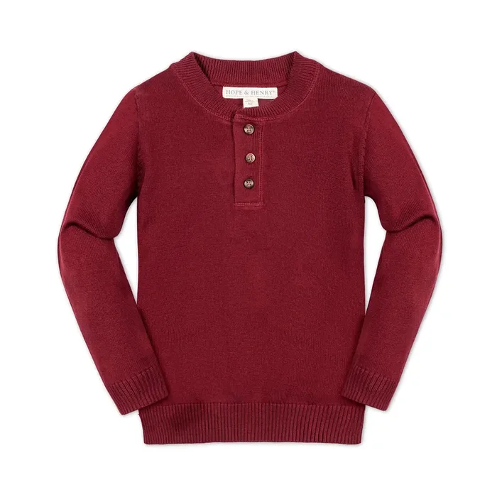 Organic Sweater Henley With Elbow Patches – Baby