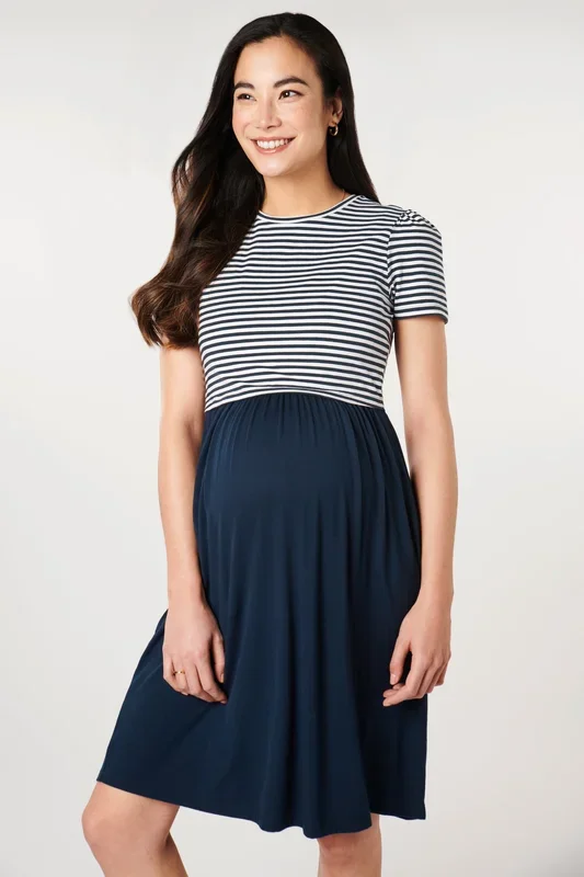 Organic Umstands- und Stillkleid mit Streifentop
