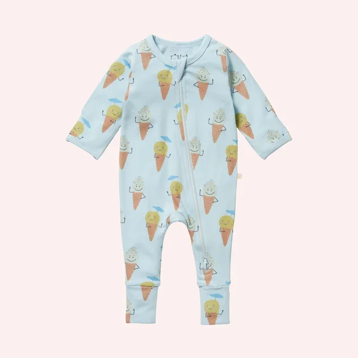 Organic Zipsuit with Feet – Frosty Friends