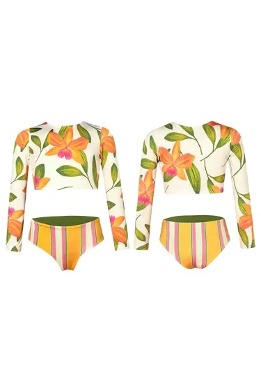 Orquideas Naranja Sun Longsleeve Bikini