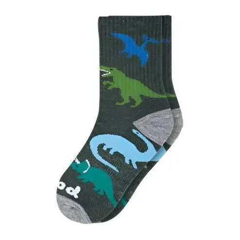 Pacas Kids’ Crew Socks – Olive Dinos