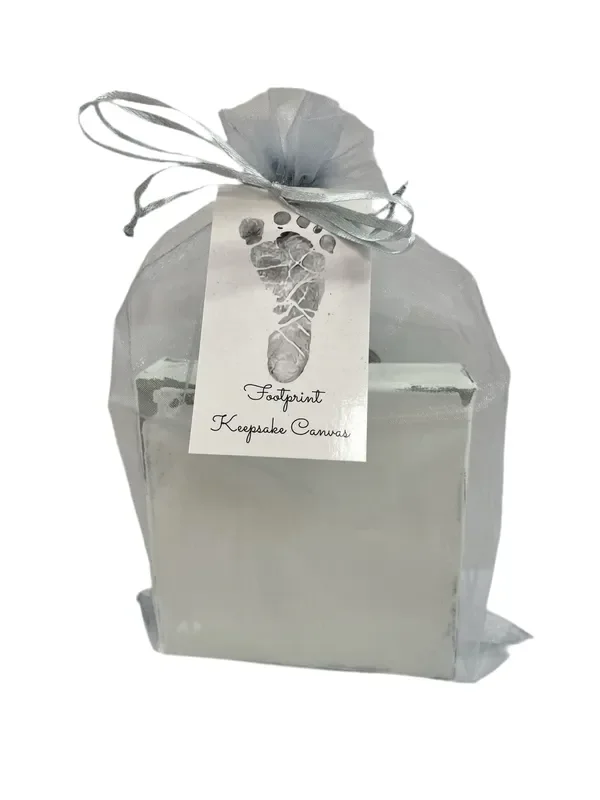 Pale Mint Footprint Keepsake Canvas