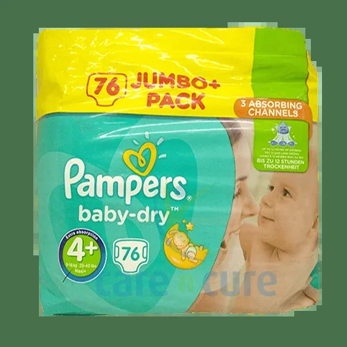 Pampers Baby Dry Diapers Jumbo Pack Size 4+ , 76 Diapers