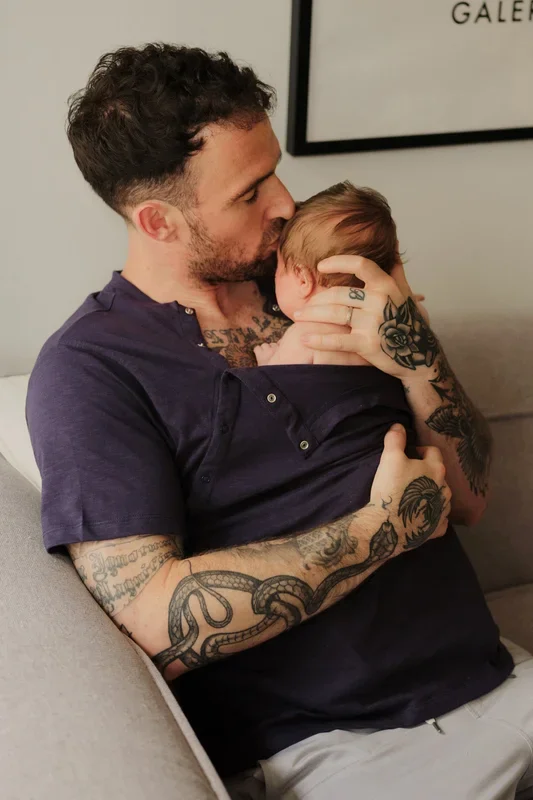 Papa Organic Skin To Skin Baby Bonding Shirt navy