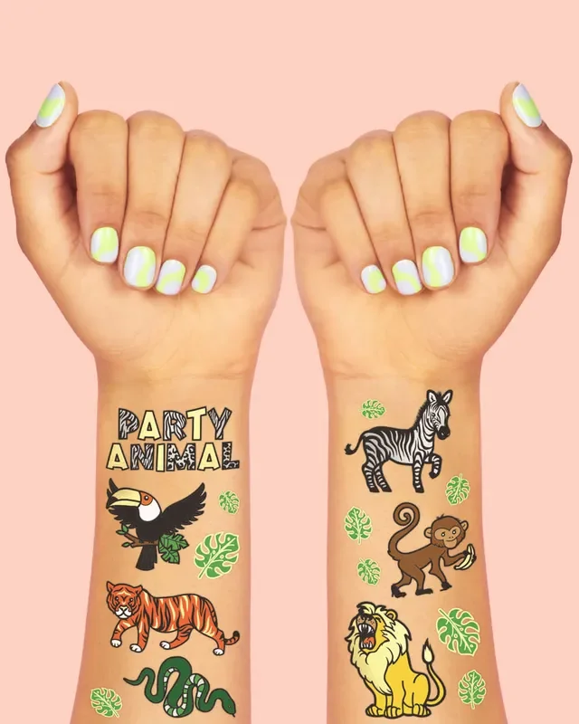 Party Animal Tats – 30 Foil Temporary Tattoos