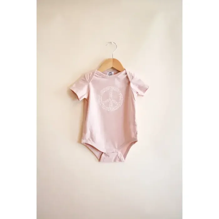 Peace Floral Organic Cotton Baby Bodysuit – Rose Dust