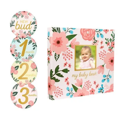 Pearhead Baby’s Floral Memory Book & Sticker Set