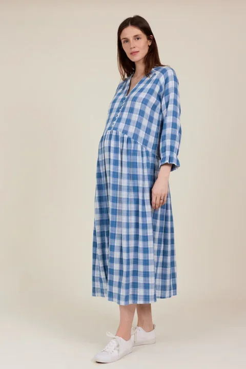 Pearl Dress – Cornflower Blue Check