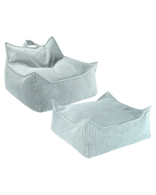 Peppermint Green Beanbag Chair And Ottoman Set