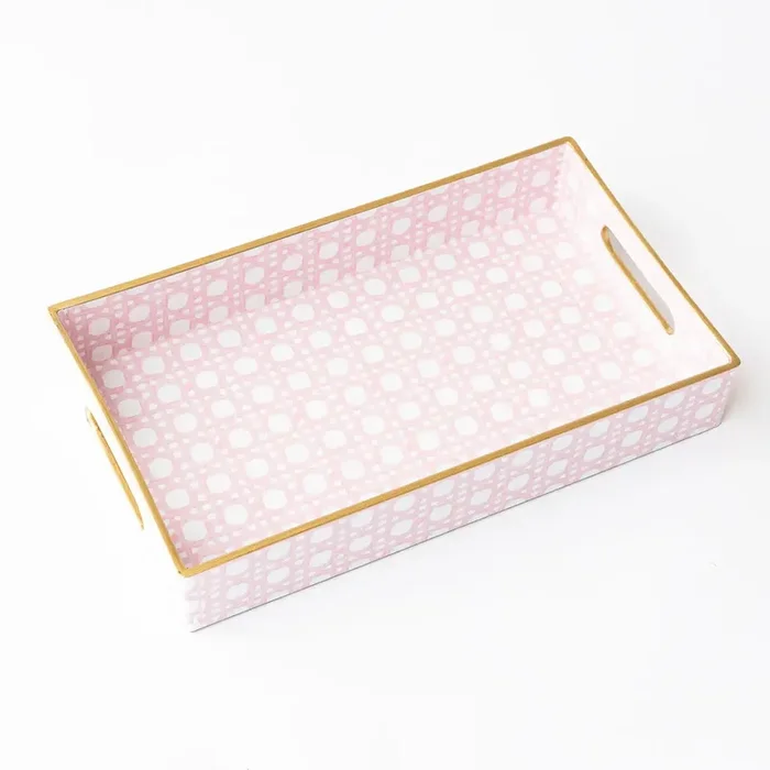 Pink Cane Vanity Tray