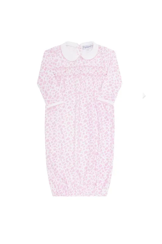 Pink Cheetah Print Smocked Gown
