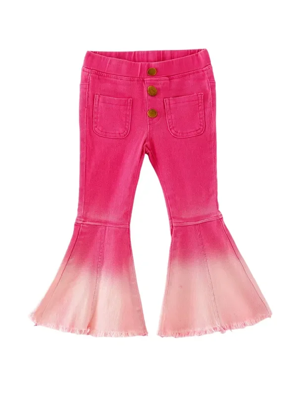 Pink Gradient Denim Flared Pants