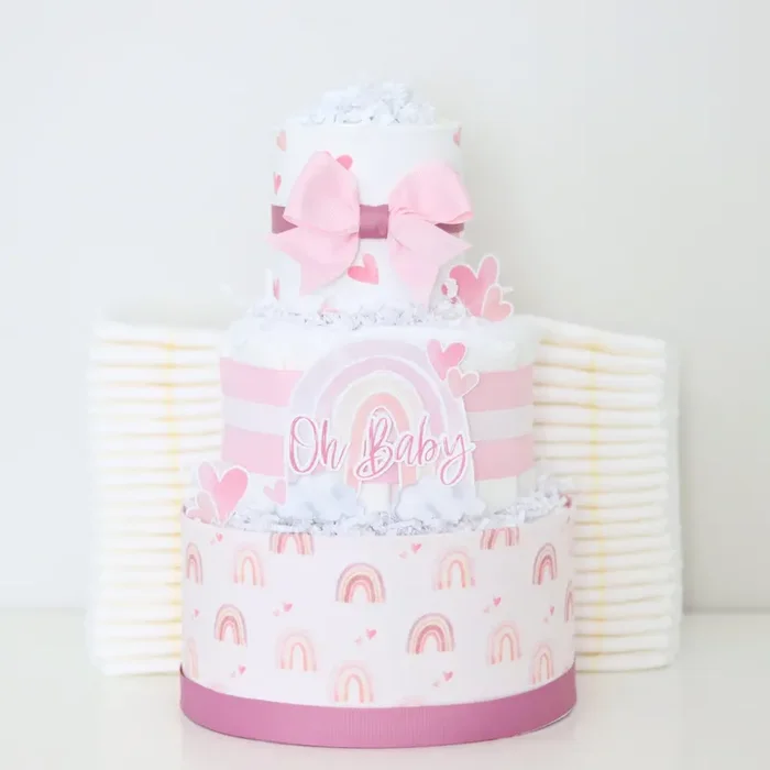 Pink Rainbow Diaper Cake
