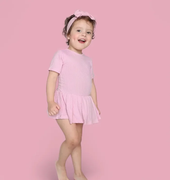 Pink Rose Rib Dream Bodysuit Dress