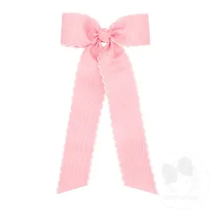 Pink Streamers Bow w/ Stitch Edging