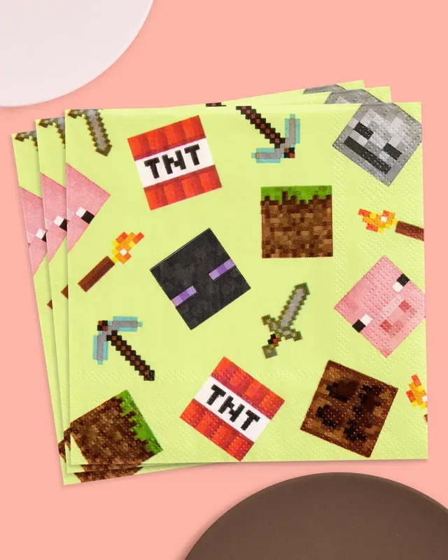 Pixel Mining Gamer Napkins – 25 Paper Napkins