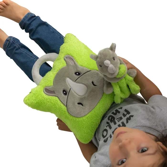 Plush Rhino Case With Attached Blanket Inside