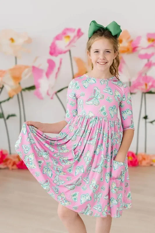 Pocket Twirl Dress | Butterfly Garden