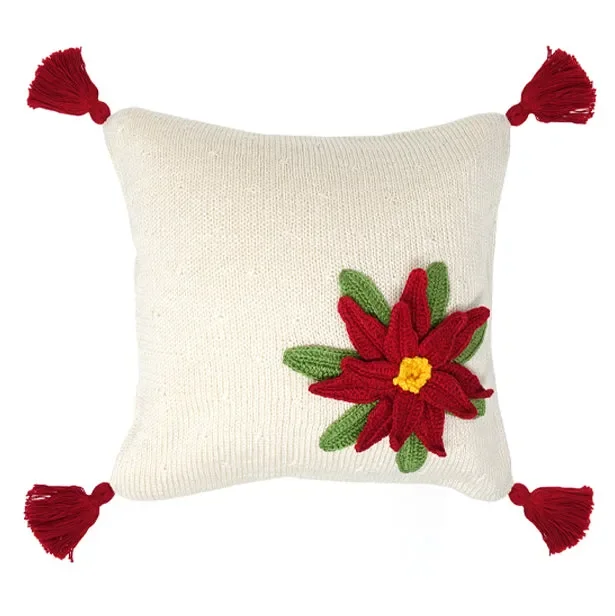 Poinsettia 10 ” Pillow (red Tassel)