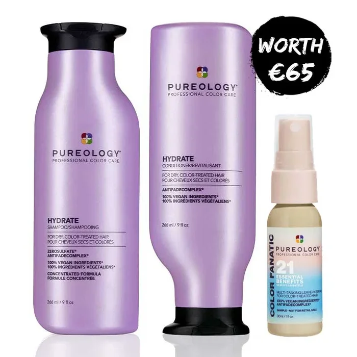 Pureology Hydrate Shampoo & Conditioner Duo + FREE Colour Fanatic For Dry, Coloured Hair