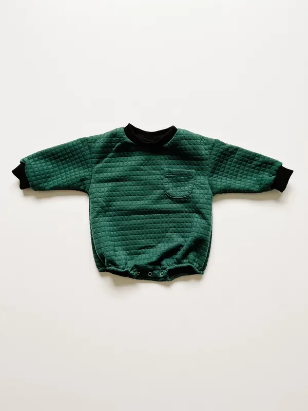 Quilted Sweatshirt Romper – Forest