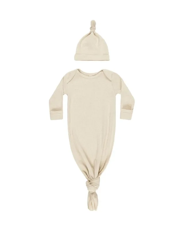 Quincy Mae Baby Knotted Baby Gown and Hat