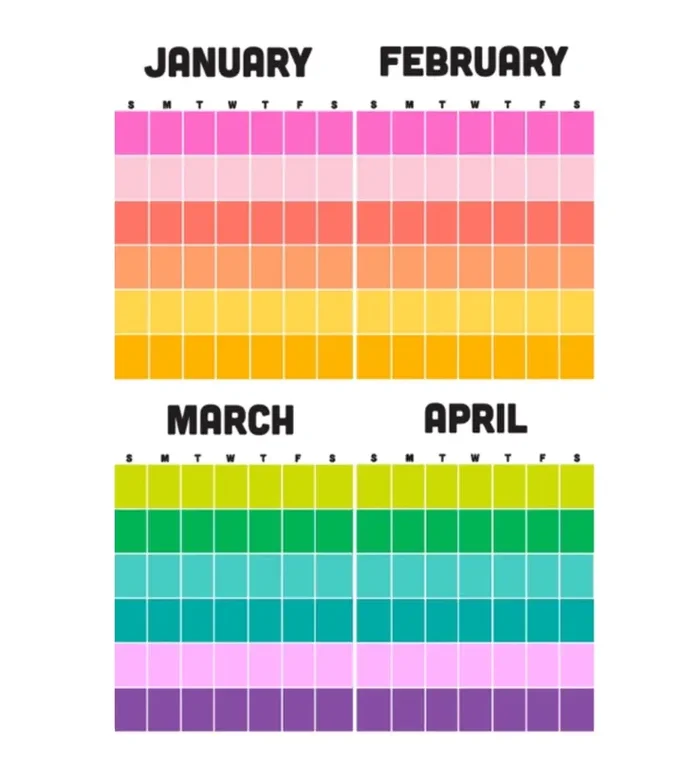 Rainbow Stripe Wall Calendar