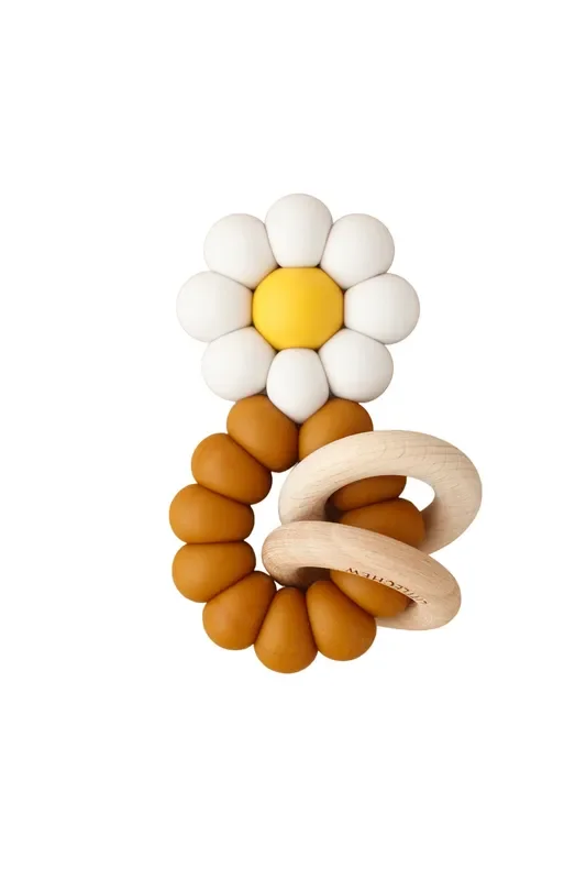 Rattle Teether – Chamomile | Silver Ivory