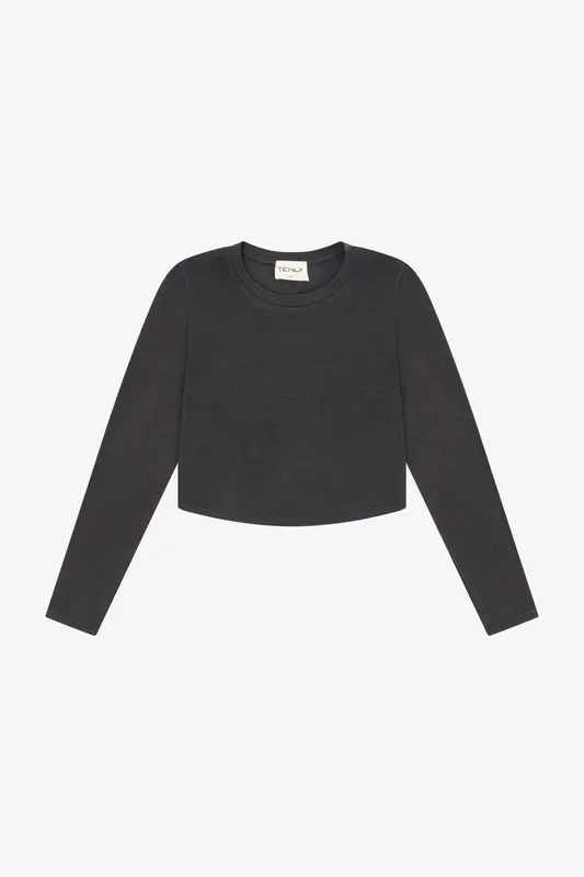 Rayon Ribbed Curved Hem Top