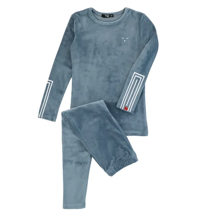 Rectangle Print On Sleeve Loungewear Set, Moonlight Blue