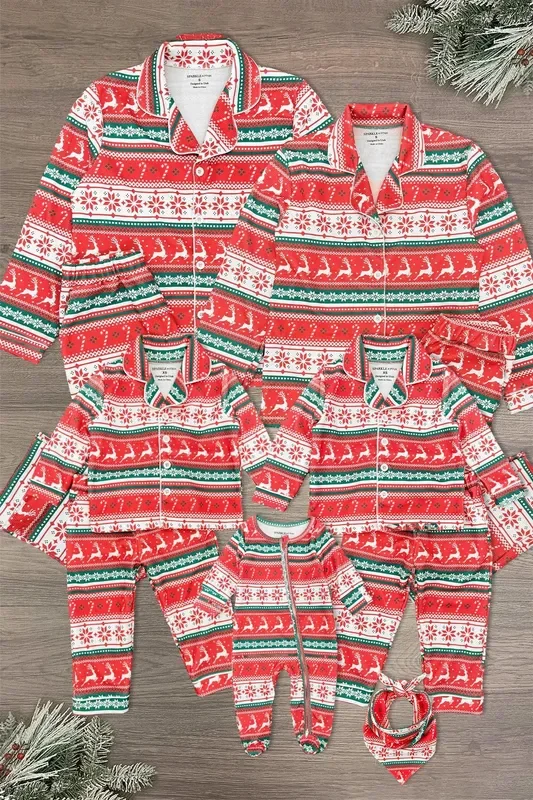 Red Nordic Family Pajama Set – AND PET BANDANA!