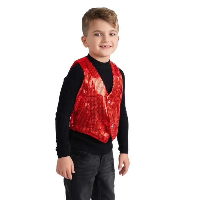 Red Sequin Vest – Kids