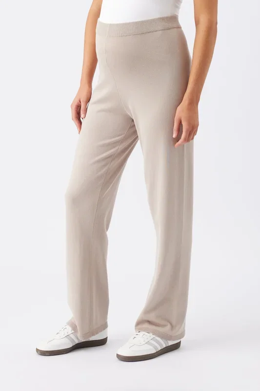 Relaxed Fit Umstandsstrickhose sand
