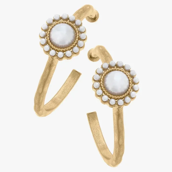 Remi Pearl Cluster Hoop Earrings