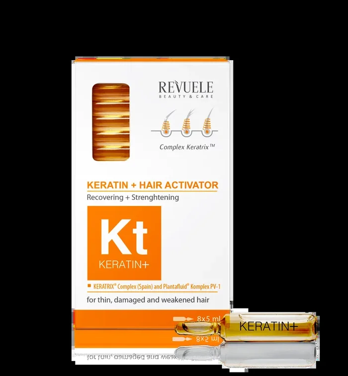REVUELE KERATIN+ Ampoules Hair Restoration Activator Ampoules-8*5ml
