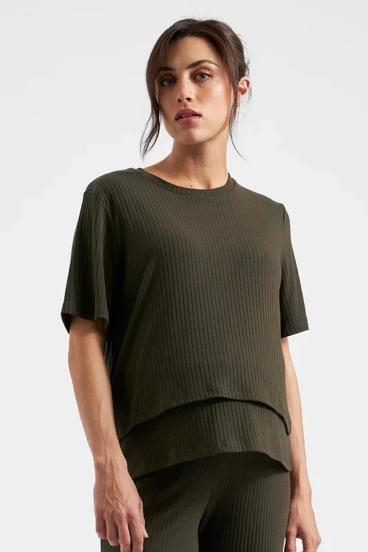 Ribb Double Layer Umstands- und Stillshirt khaki