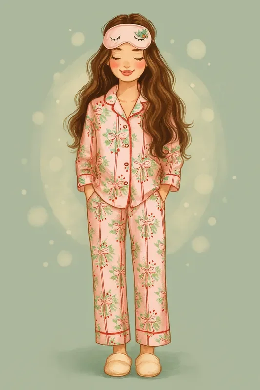 Ribbon & Holly (women’s Long Sleeve Pj)