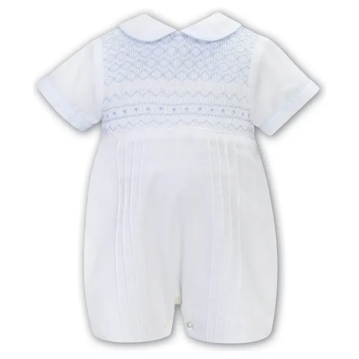 Romper White w/Light Blue Trim