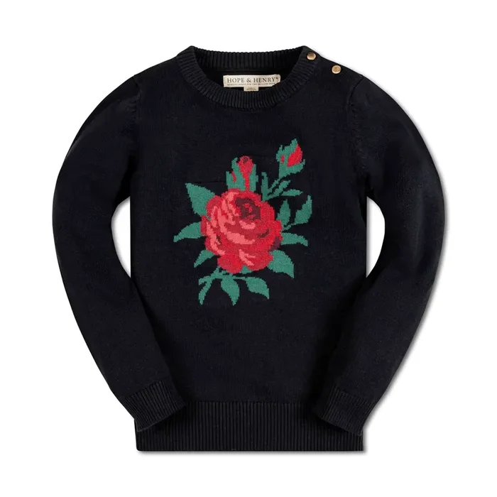 Rose Intarsia Organic Sweater – Baby