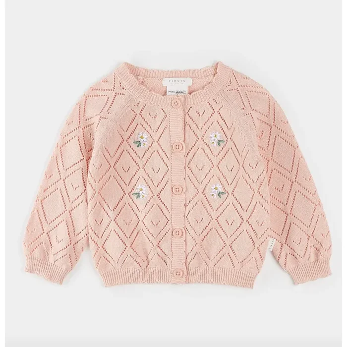 Rose Quartz Pointelle Knit Cardigan