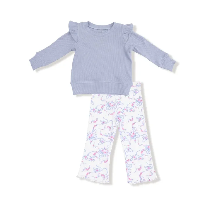 Ruffle Shoulder Shirt And Flare Pant