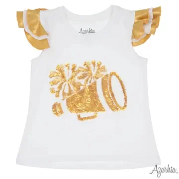 Ruffle Sleeve Sequin Cheer Tank