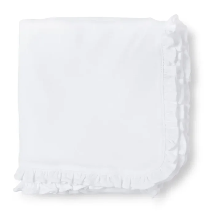 Ruffled Edge Pima Cotton Blanket – White