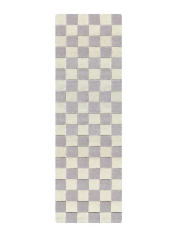 Rug Checkerboard Lilac / White 3.9 X 5.9 Ft