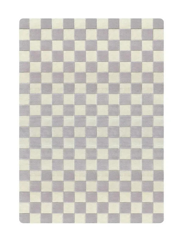 Rug Checkerboard Lilac / White 5.6 X 7.9 Ft