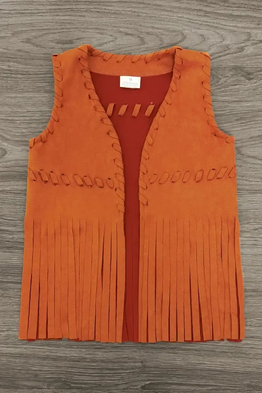 Rust Suede Fringe Vest